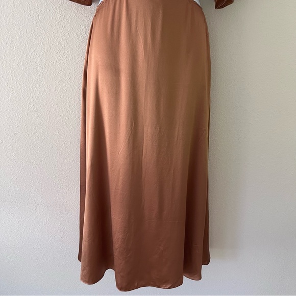 Reformation Noemi Cutout Silk Midi Dress Sz 0 Butterscotch Cocktail Wedding - Picture 3 of 16